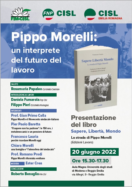 Pippo Morelli: il 20 giugno la presentazione del libro a Reggio Emilia con Romano Prodi