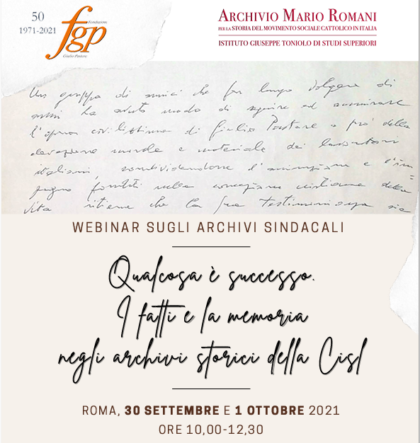 Qualcosa è successo. I fatti e la memoria negli archivi storici della CISL. Webinar